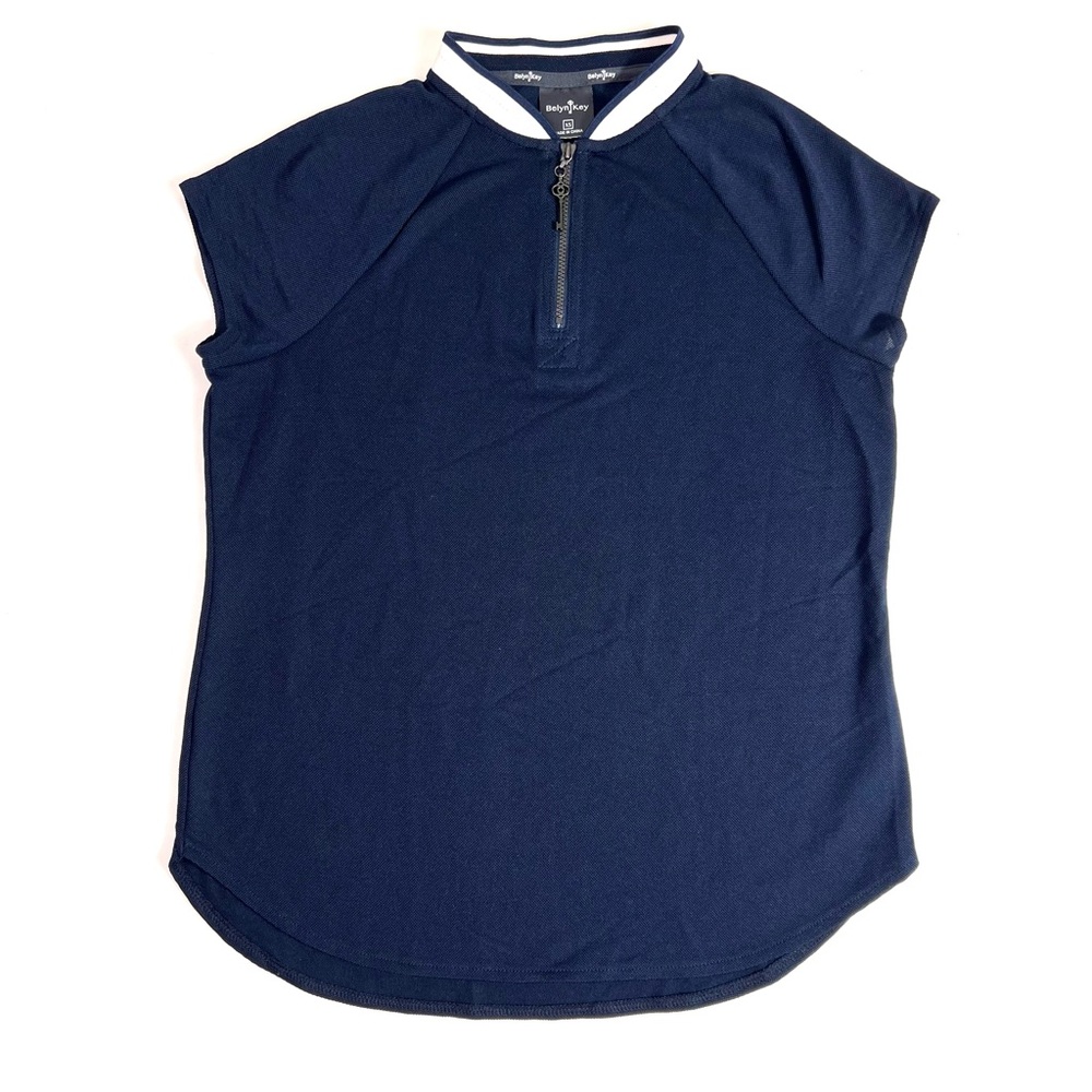 Belyn Key Cap Sleeve Raglan Zip Top Navy Size XS - Picture 3 of 8